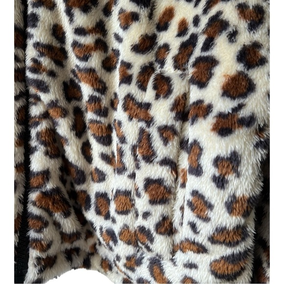 NWT Women's leopard la miel faux puffer coat  print Jacket collar pockets size S - Picture 3 of 15
